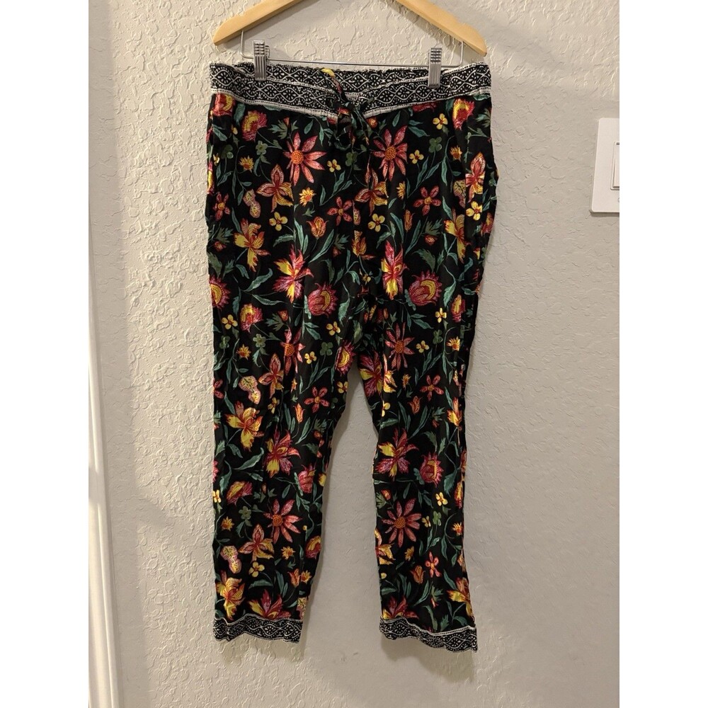 Sundance Womens Cropped Pull On Pants Size Small Floral Boho Vacation Resort